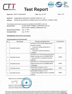 اجتازت شهادة FDA لامعة / ماتي White BOPP للتصفيح الحراري فيلم